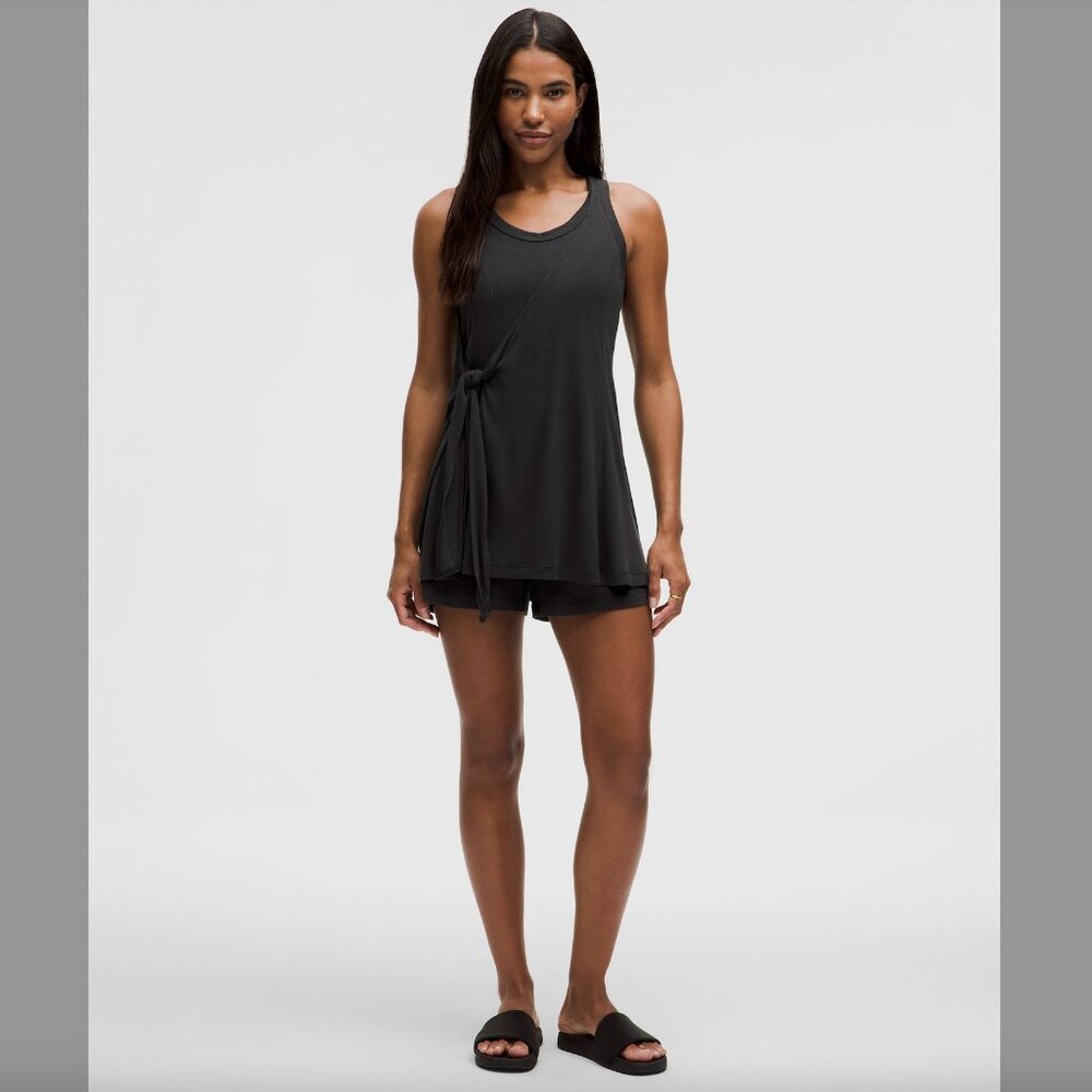 lululemon Modal Wrap Romper 4" | Black | Size 10 | beach cover-up 👙🏝️☀️🍋
